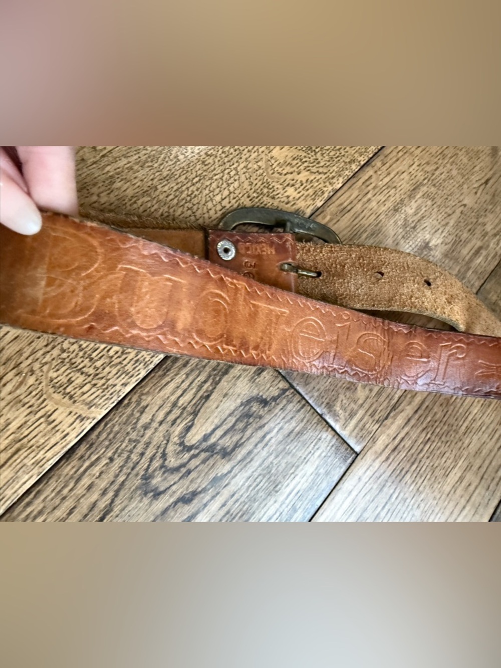 *SOLD*Hand-Tooled Leather Belt in Tan